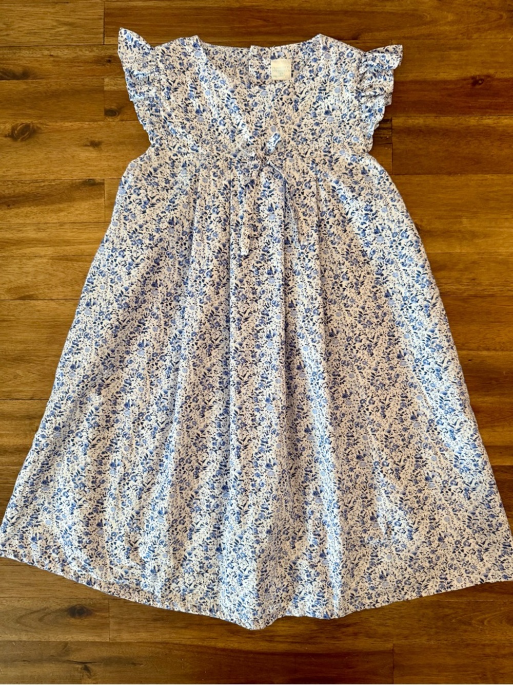 Edgehill Collection Dainty Ditsy Blue White Floral Ruffle Sleeve Dress 6X Preppy
